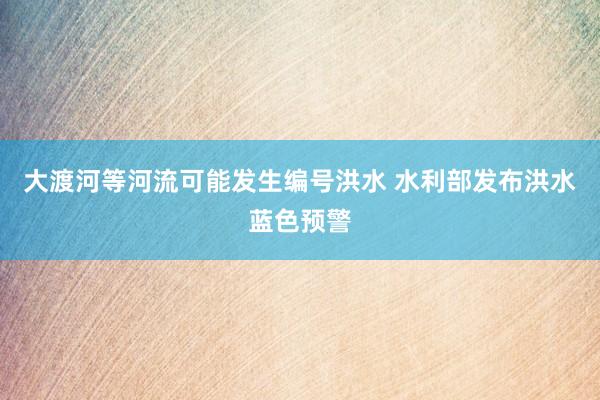 大渡河等河流可能发生编号洪水 水利部发布洪水蓝色预警