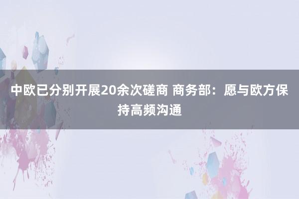 中欧已分别开展20余次磋商 商务部：愿与欧方保持高频沟通