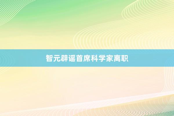 智元辟谣首席科学家离职