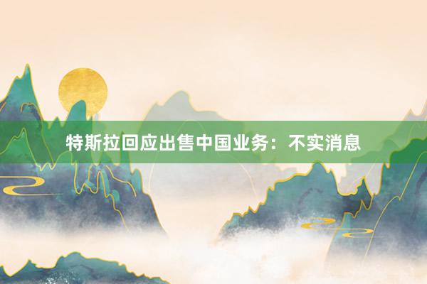 特斯拉回应出售中国业务：不实消息