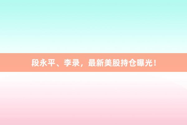 段永平、李录，最新美股持仓曝光！