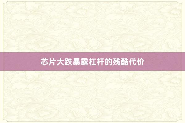 芯片大跌暴露杠杆的残酷代价