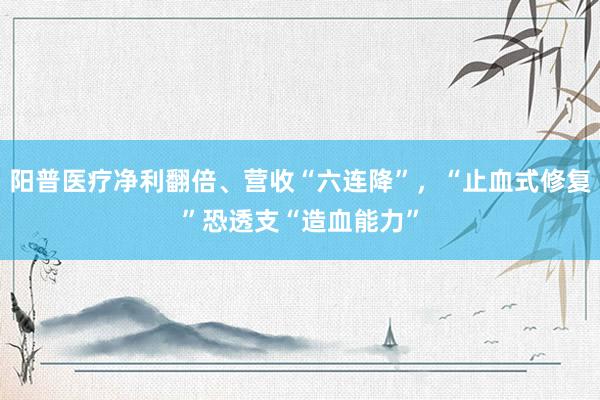阳普医疗净利翻倍、营收“六连降”，“止血式修复”恐透支“造血能力”