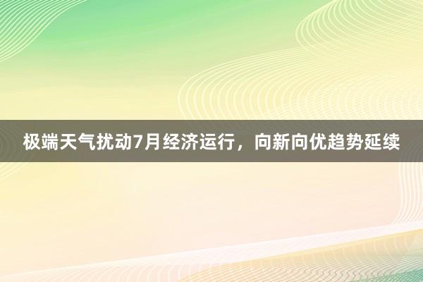极端天气扰动7月经济运行，向新向优趋势延续