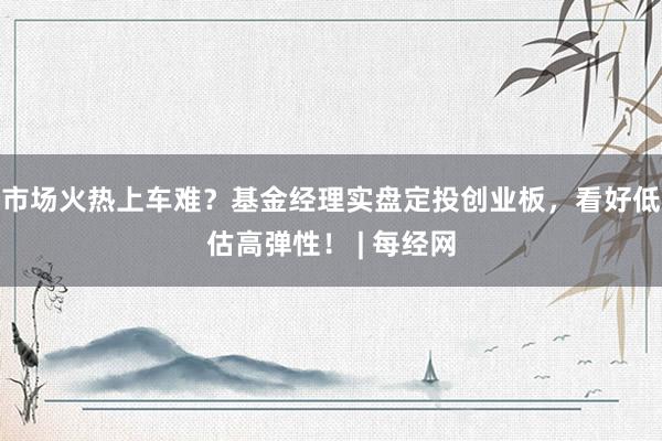 市场火热上车难？基金经理实盘定投创业板，看好低估高弹性！ | 每经网