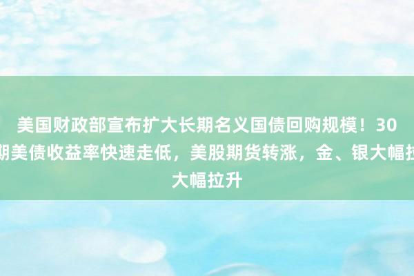 美国财政部宣布扩大长期名义国债回购规模！30年期美债收益率快速走低，美股期货转涨，金、银大幅拉升