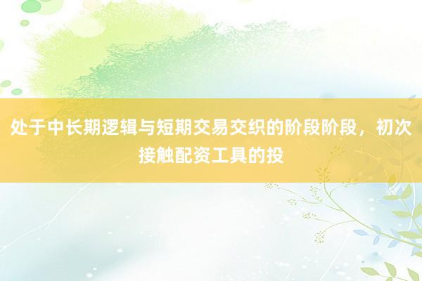 处于中长期逻辑与短期交易交织的阶段阶段，初次接触配资工具的投