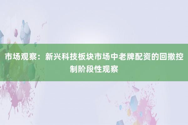 市场观察：新兴科技板块市场中老牌配资的回撤控制阶段性观察