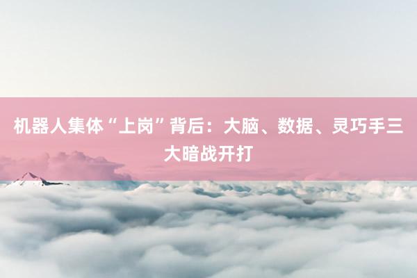 机器人集体“上岗”背后：大脑、数据、灵巧手三大暗战开打