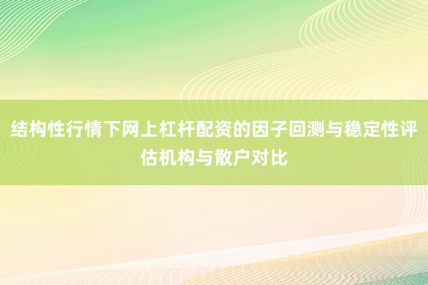 结构性行情下网上杠杆配资的因子回测与稳定性评估机构与散户对比