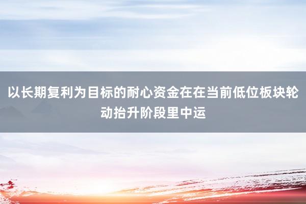 以长期复利为目标的耐心资金在在当前低位板块轮动抬升阶段里中运