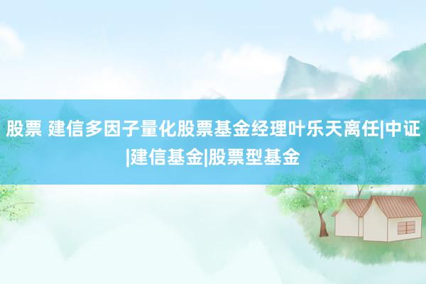 股票 建信多因子量化股票基金经理叶乐天离任|中证|建信基金|股票型基金