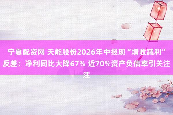 宁夏配资网 天能股份2026年中报现“增收减利”反差：净利同比大降67% 近70%资产负债率引关注