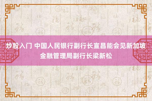 炒股入门 中国人民银行副行长宣昌能会见新加坡金融管理局副行长梁新松