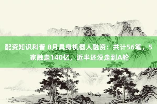 配资知识科普 8月具身机器人融资：共计56笔，5 家融走140亿，近半还没走到A轮
