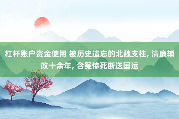 杠杆账户资金使用 被历史遗忘的北魏支柱, 清廉辅政十余年, 含冤惨死断送国运