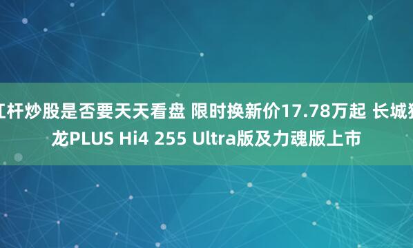 杠杆炒股是否要天天看盘 限时换新价17.78万起 长城猛龙PLUS Hi4 255 Ultra版及力魂版上市