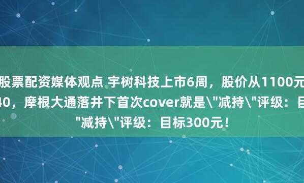 股票配资媒体观点 宇树科技上市6周，股价从1100元跌到450.40，摩根大通落井下首次cover就是