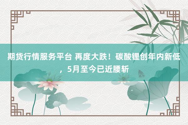期货行情服务平台 再度大跌！碳酸锂创年内新低，5月至今已近腰斩