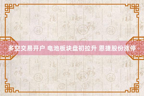 多空交易开户 电池板块盘初拉升 恩捷股份涨停